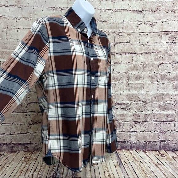 Express Soft Wash Blue Check Button Long Sleeve Shirt - Picture 4 of 10